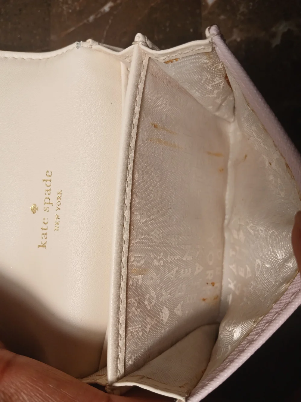 kate spade light pink Saffiano card & key holder with gold logo